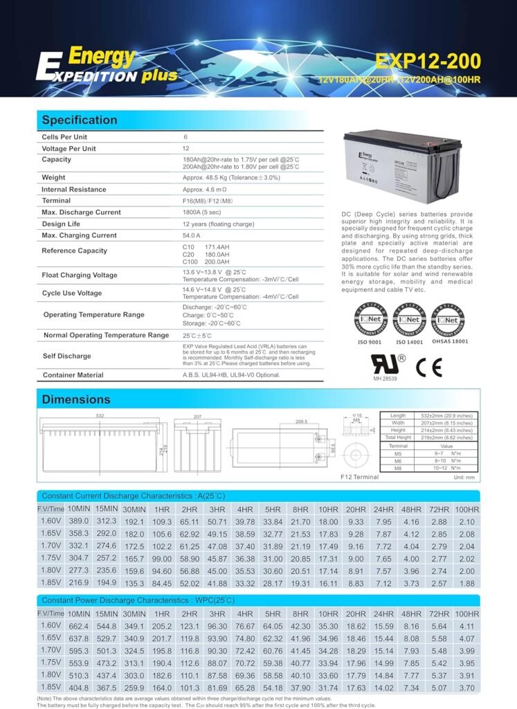 12V 200AH Expedition Plus Deep Cycle AGM Leisure Battery for off grid/solar systems, Motorhome, Caravan and Marine 12V 200AH Expedition Plus Deep Cycle AGM Leisure Battery for off grid/solar systems, Motorhome, Caravan and Marine