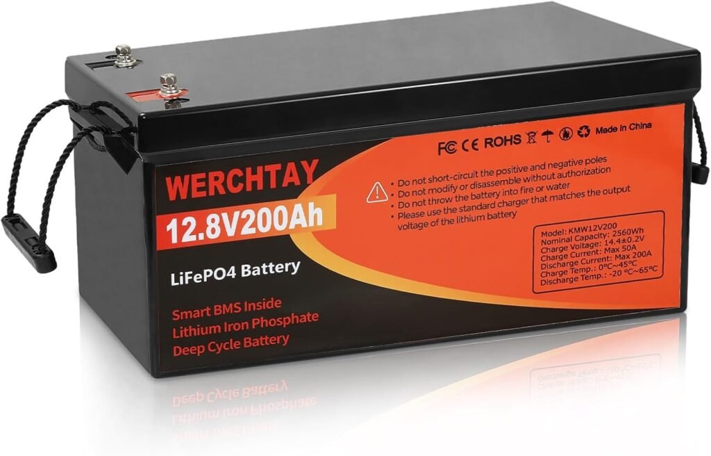 12V 200Ah LiFePO4 Battery with Smart BMS 4000-15000 Cycles Deep Cycle Battery with Low Temperature Protection RVs, Solar Systems, Ships, Mains Independent Applications