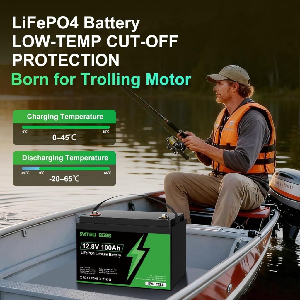 DATOUBOSS 12V 100Ah LiFePO4 Battery, 12V Lithium Battery with 100A BMS, Up to 15000+ Cycles, 1280Wh Rechargeable Battery for Motorhomes, Boats, Camping, Solar Home Systems,4PCS