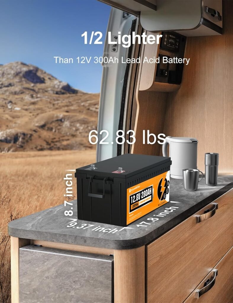 ECO-WORTHY 12V 280Ah LiFePO4 Lithium Leisure Battery with Bluetooth, Low-Temp Protection,6000+ Cycles for Motorhome, Shed, Marine,Home Energy Storage ECO-WORTHY 12V 280Ah LiFePO4 Lithium Leisure Battery with Bluetooth, Low-Temp Protection,6000+ Cycles for Motorhome, Shed, Marine,Home Energy Storage