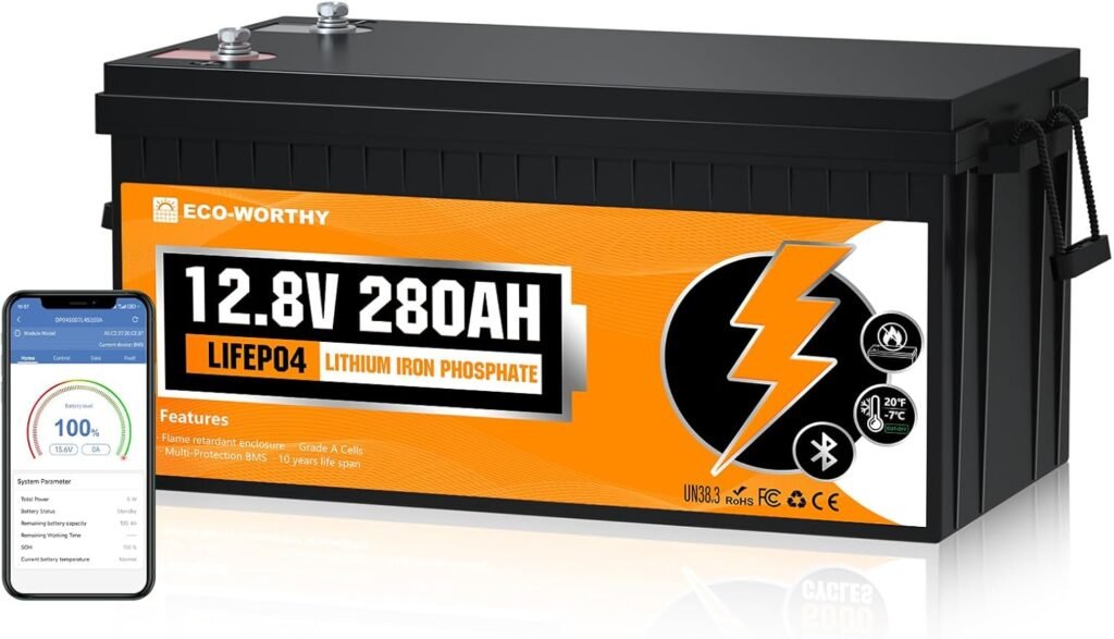 ECO-WORTHY 12V 280Ah LiFePO4 Lithium Leisure Battery with Bluetooth, Low-Temp Protection,6000+ Cycles for Motorhome, Shed, Marine,Home Energy Storage ECO-WORTHY 12V 280Ah LiFePO4 Lithium Leisure Battery with Bluetooth, Low-Temp Protection,6000+ Cycles for Motorhome, Shed, Marine,Home Energy Storage