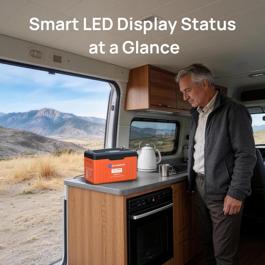 ECO-WORTHY 12V 314Ah LiFePO4 Lithium Battery 4019Wh with Bluetooth 5.1, SOC LEDs, Low Temp Protection, 200A BMS, 15000+ Cycles for Campervan, Motorhome, Home Backup ECO-WORTHY 12V 314Ah LiFePO4 Lithium Battery 4019Wh with Bluetooth 5.1, SOC LEDs, Low Temp Protection, 200A BMS, 15000+ Cycles for Campervan, Motorhome, Home Backup