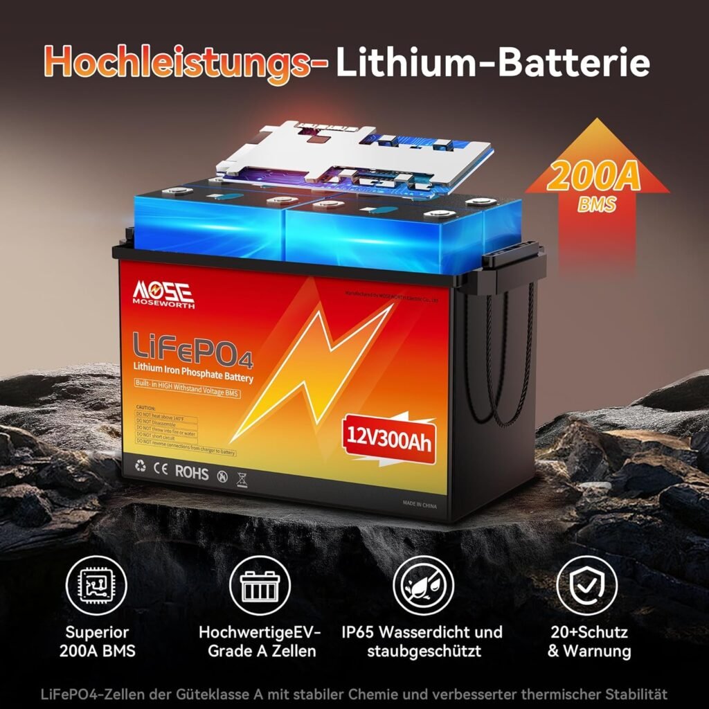 LiFePO4 Lithium Iron Phosphate Battery, 12V 300Ah, Built-in BMS LiFePO4 Lithium Iron Phosphate Battery, 12V 300Ah, Built-in BMS