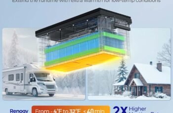 Renogy 300Ah 12V LiFePO4 Battery, Lithium Leisure Battery with Self-heating Function, 5000+ Deep Cycles, IP 65 and BMS Protection, Support 4S4P Connection for Caravan and Off Grid System