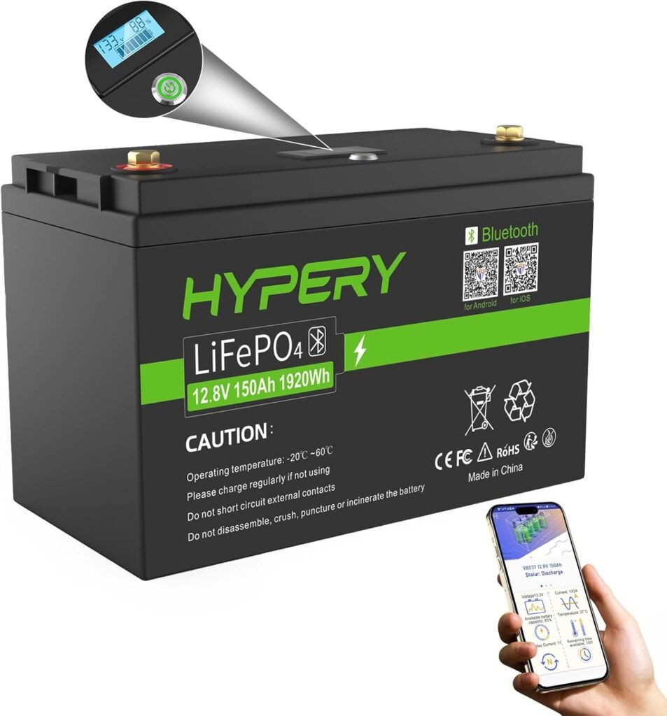 Smart 12V 150AH LiFePO4 Battery with Bluetooth, LED Display Screen, Safety Switch and BMS, Perfect Lithium Battery for RVs, Golf Carts, Boats and Home Energy Storage Smart 12V 150AH LiFePO4 Battery with Bluetooth, LED Display Screen, Safety Switch and BMS, Perfect Lithium Battery for RVs, Golf Carts, Boats and Home Energy Storage