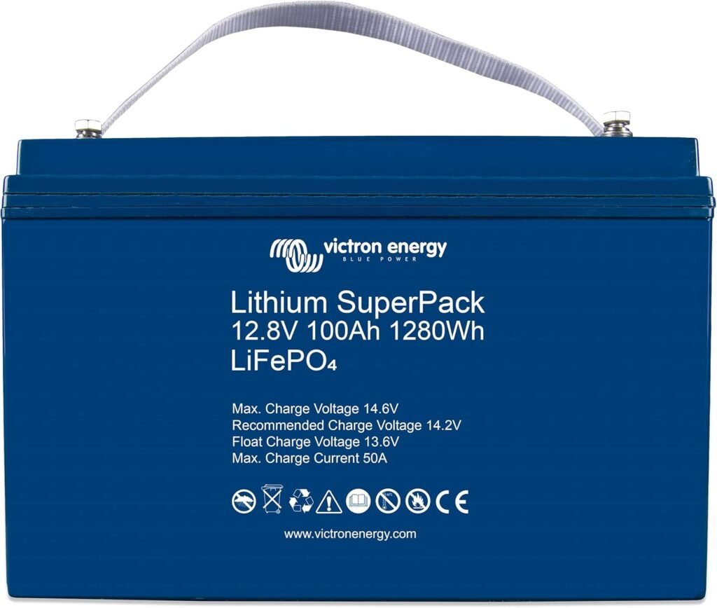 Victron Energy Lithium SuperPack 12.8-Volt 100Ah LiFePO4 Deep Cycle Battery with Built-in BMS and Safety Switch Victron Energy Lithium SuperPack 12.8-Volt 100Ah LiFePO4 Deep Cycle Battery with Built-in BMS and Safety Switch