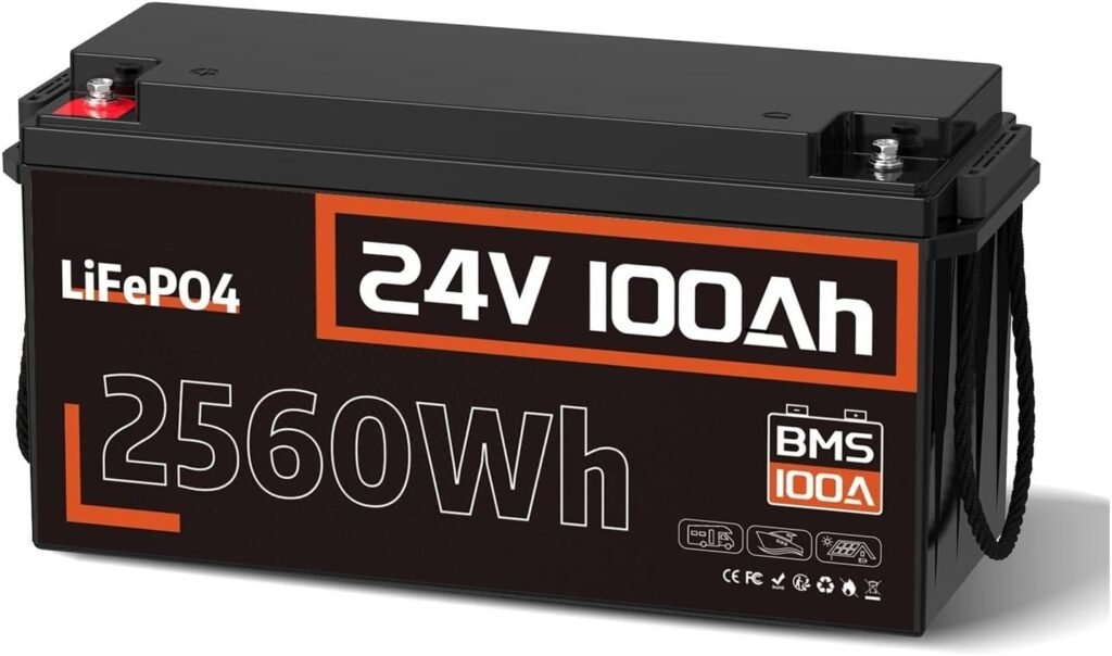 24V 100Ah LiFePO4 Battery Built In 100A BMS 15000+ Cycles For RVs Campers Solar Marine Off-Grid 24V 100Ah LiFePO4 Battery Built In 100A BMS 15000+ Cycles For RVs Campers Solar Marine Off-Grid