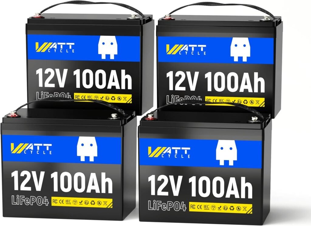 WattCycle 12V 100Ah LiFePO4 Battery 2-Pack (BCI Group 24), Built-in 100A BMS, Low-Temp Protection, 15000+ Cycles, UN38.3 CE Certified - Ideal for RVs, Motorhomes, Marine, Off-Grid Solar, Home Energy WattCycle 12V 100Ah LiFePO4 Battery 2-Pack (BCI Group 24), Built-in 100A BMS, Low-Temp Protection, 15000+ Cycles, UN38.3 CE Certified - Ideal for RVs, Motorhomes, Marine, Off-Grid Solar, Home Energy