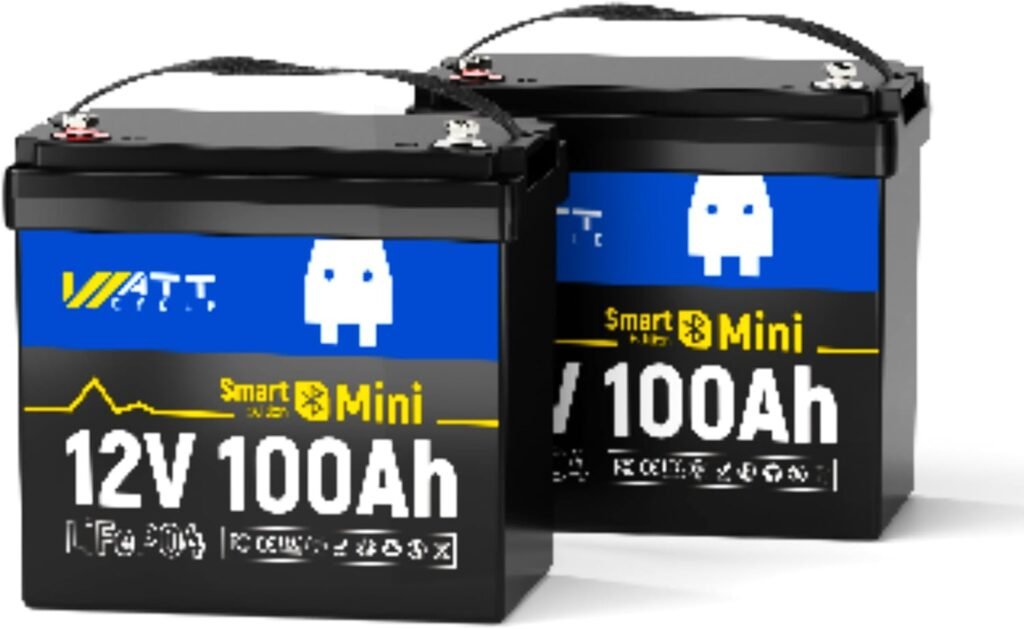Wattcycle 12V 100Ah LiFePO4 Lithium Battery Pack, BCI Group 24, Built-in 100A Smart BMS, Bluetooth Monitoring via Phone, 15000+ Deep Cycles, Ideal for RV, Marine, Solar, Off-Grid