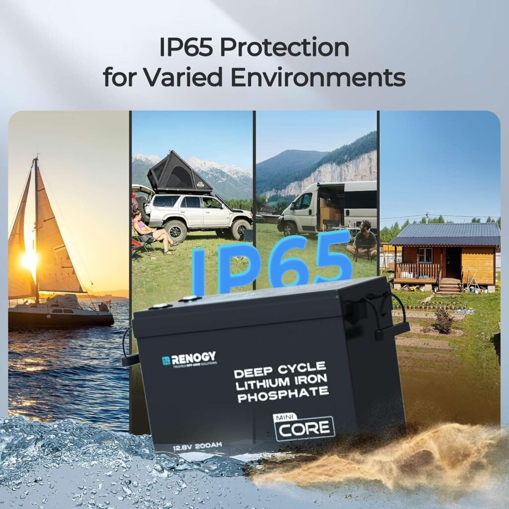 Renogy 200Ah 12V LiFePO4 Battery, Mini Size Lithium Iron Phosphate Leisure Battery with 5000+ Deep Cycles, IP and BMS Protection, Support 4S4P Connection for Caravan, Boat, and Off Grid System Renogy 200Ah 12V LiFePO4 Battery, Mini Size Lithium Iron Phosphate Leisure Battery with 5000+ Deep Cycles, IP and BMS Protection, Support 4S4P Connection for Caravan, Boat, and Off Grid System