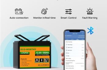 ECO-WORTHY 12V 100Ah LiFePO4 Battery with Bluetooth & Low-Temp Cut Off